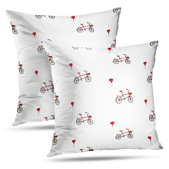LALILO Throw Pillow Covers Doodle With Bicycle Balloon Love And Symbol Cushion Cover 18" x 18", 2 Pack