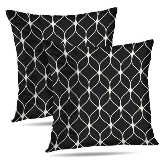 LALILO Throw Pillow Covers Elegant Graphic Monochrome With Wavy Cushion Cover 18" x 18", 2 Pack