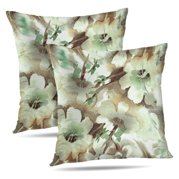 LALILO Throw Pillow Covers Floral Color Water Watercolor Art Cushion Cover 18" x 18", 2 Pack