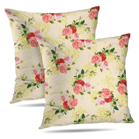 LALILO Throw Pillow Covers Floral Rose Rose Accent Art Artwork Cushion Cover 18" x 18", 2 Pack