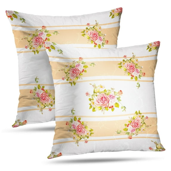 LALILO Throw Pillow Covers Floral With Roses Accent Art Artwork Beautiful Cushion Cover 18" x 18", 2 Pack