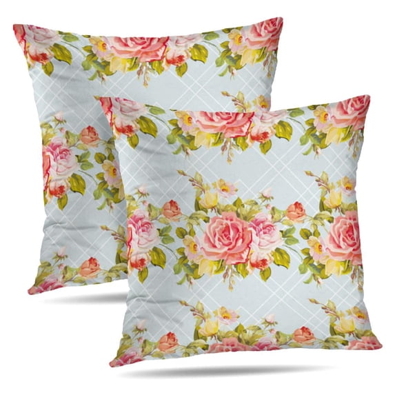 LALILO Throw Pillow Covers Floral With Roses Rose Floral Cushion Cover 18" x 18", 2 Pack