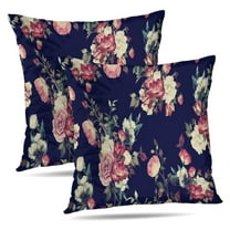 LALILO Throw Pillow Covers Floral With Roses Watercolor Floral Cushion Cover 18" x 18", 2 Pack