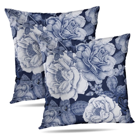 LALILO Throw Pillow Covers Flowers Roses Floral Vintage With Cushion Cover 18" x 18", 2 Pack