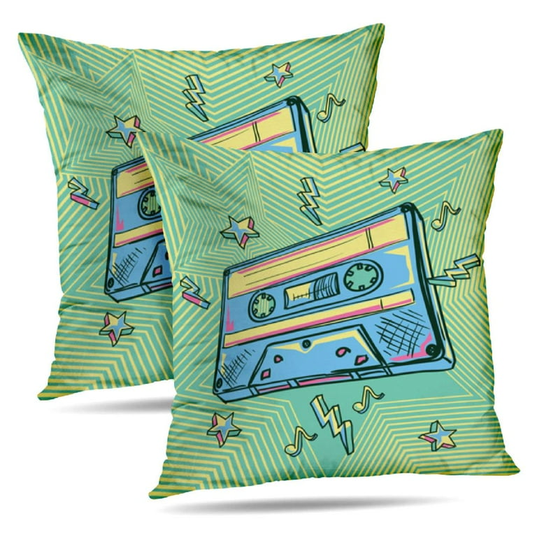 LALILO Throw Pillow Covers Funky Colorful Funky Radio Retro Music Cushion Cover 18 x 18