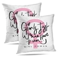 thumbnail image 1 of LALILO Throw Pillow Covers Girl Graphic Shirt Shirt Girl Pink Cushion Cover 18" x 18", 2 Pack, 1 of 6