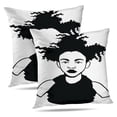 thumbnail image 1 of LALILO Throw Pillow Covers Girls Afro Black Afro Girls Woman Cushion Cover 18" x 18", 2 Pack, 1 of 6