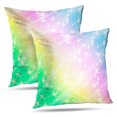 thumbnail image 1 of LALILO Throw Pillow Covers Glitter Rainbow Sky Pastel Color Bright Mermaid Sparkle Unicorn Colorful Backdrop Set of 2 Square 18 x 18 Inch Pillowcase, 1 of 5