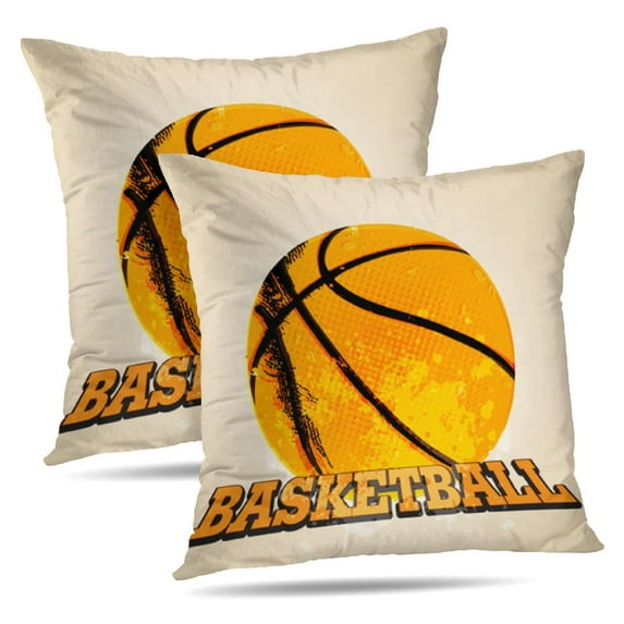 LALILO Throw Pillow Covers Grunge Basketball With Grunge Cushion Cover 18" x 18", 2 Pack