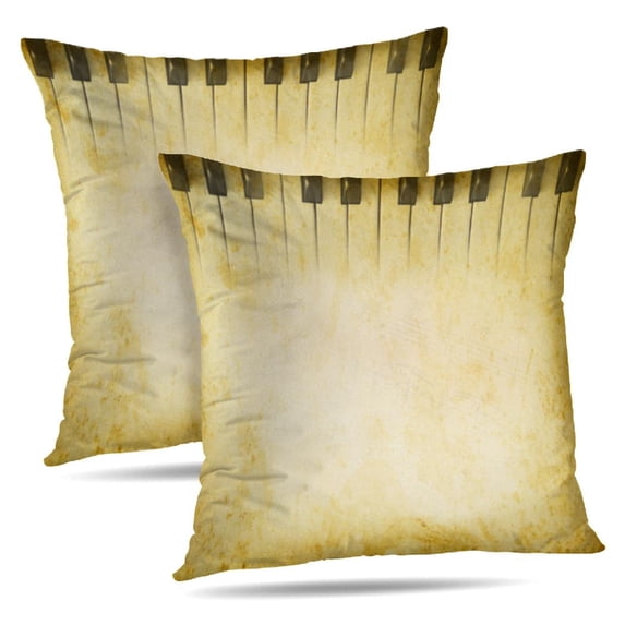 LALILO Throw Pillow Covers Grunge Musical With Music And Piano Cushion Cover 18" x 18", 2 Pack