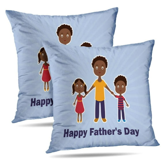 LALILO Throw Pillow Covers Happy Fathers Day Black Family Afro Cushion Cover 18" x 18", 2 Pack