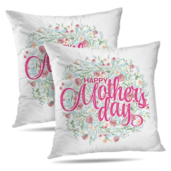 LALILO Throw Pillow Covers Happy Mothers Day Card Bright Spring Cushion Cover 18" x 18", 3262 Pack