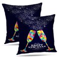 thumbnail image 1 of LALILO Throw Pillow Covers Happy New Year Greeting Card With Colorful Triangle Glass And Vintage File With Set of 2 Square 18 x 18 Inch Pillowcase, 1 of 5