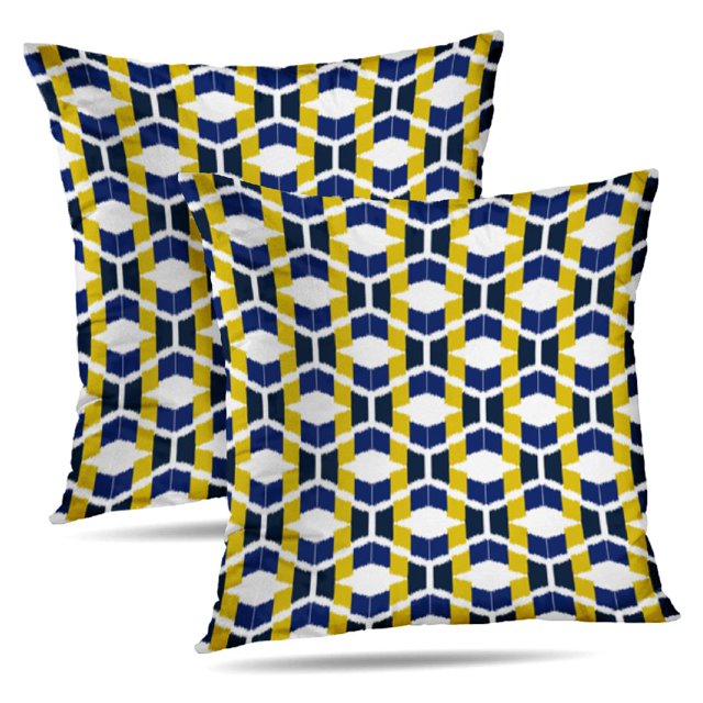 LALILO Throw Pillow Covers Ikat Classic Damask Ethnic Geometric Cushion Cover 18" x 18", 2 Pack