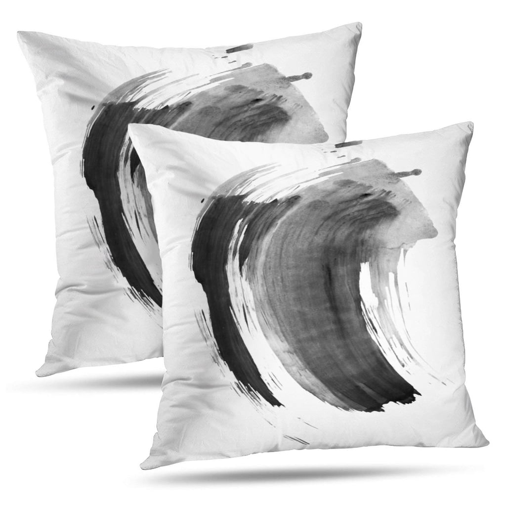 LALILO Throw Pillow Covers Ink Marble Black Stroke White Ink Brush ...