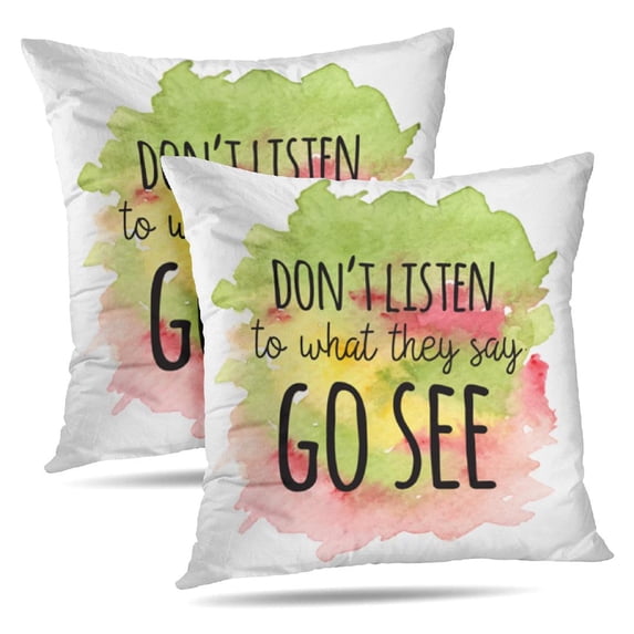LALILO Throw Pillow Covers Inspirational Quote Life Positive Cushion Cover 18" x 18", 2 Pack