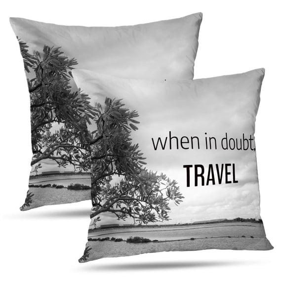 LALILO Throw Pillow Covers Inspirational Quote Travel Quote Travel Cushion Cover 18" x 18", 2 Pack