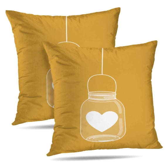 LALILO Throw Pillow Covers Jar Mason Fashion Glass Jar Mason Cushion Cover 18" x 18", 2 Pack