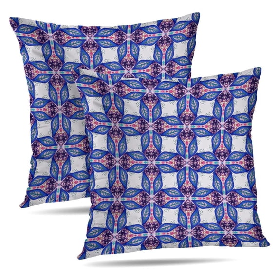 LALILO Throw Pillow Covers Kaleidoscope Ethnic With Blue Navy Cushion Cover 18" x 18", 3956 Pack
