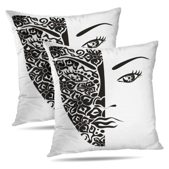 LALILO Throw Pillow Covers Lady Woman African Art Eye American Cushion Cover 18" x 18", 2 Pack