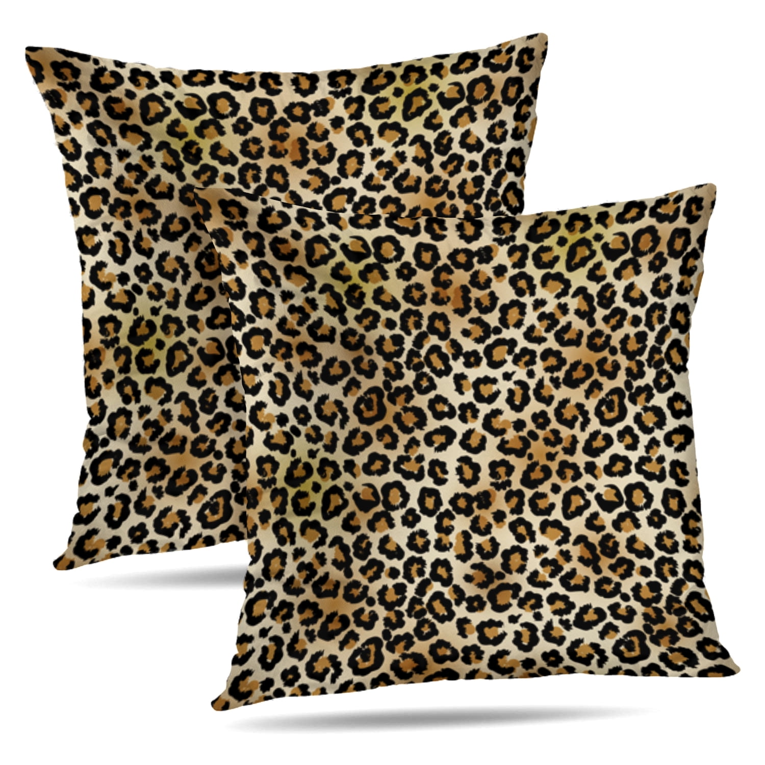 Leopard Print Cotton Polyester Euro Throw Pillow Set