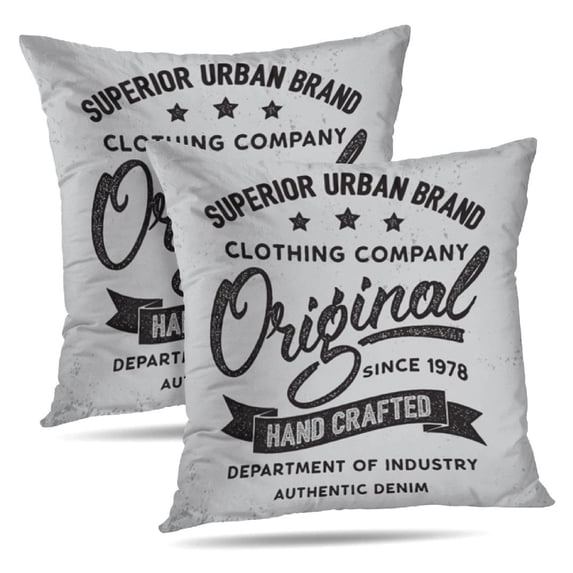 LALILO Throw Pillow Covers Lettering Badge Emblem Denim Wear Tee Cushion Cover 18" x 18", 2 Pack