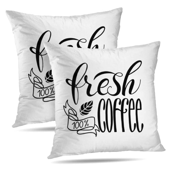LALILO Throw Pillow Covers Lettering Fresh And Natural Coffee Sign Cushion Cover 18" x 18", 2 Pack