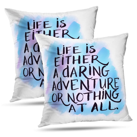 LALILO Throw Pillow Covers Life Adventure Inspiration Quote Adventure Cushion Cover 18" x 18", 2 Pack