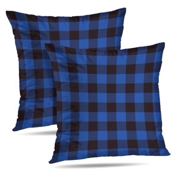 LALILO Throw Pillow Covers Lumberjack Square Black Blue Stripes Cushion Cover 18" x 18", 2740 Pack