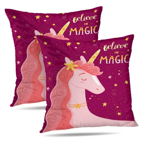 LALILO Throw Pillow Covers Magic Card With Unicorn Magical Cushion Cover 18" x 18", 2 Pack