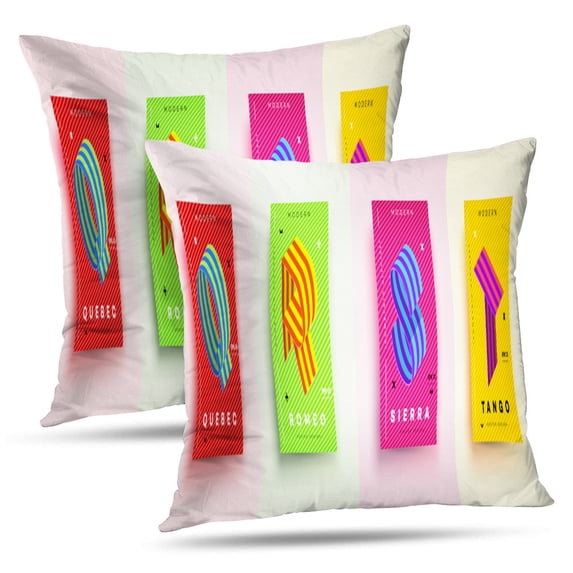 LALILO Throw Pillow Covers Modern Colorful Letters With Memphis Trendy Cushion Cover 18" x 18", 2 Pack