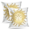 thumbnail image 1 of LALILO Throw Pillow Covers Modern Tattoo Sleeping Sun White Art Asia Cushion Cover 18" x 18", 2 Pack, 1 of 6