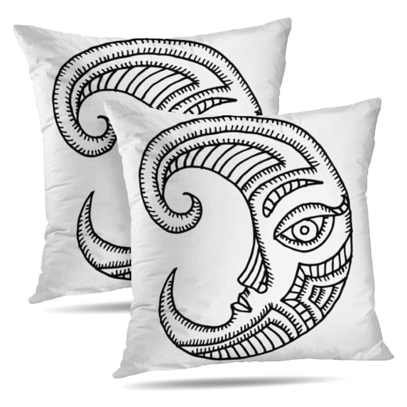LALILO Throw Pillow Covers Moon Oriental Moon Moon Art Beautiful Cushion Cover 18" x 18", 2 Pack