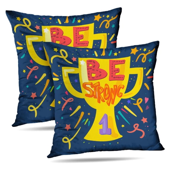 LALILO Throw Pillow Covers Motivation And Dream Lettering Strong Cushion Cover 18" x 18", 2 Pack
