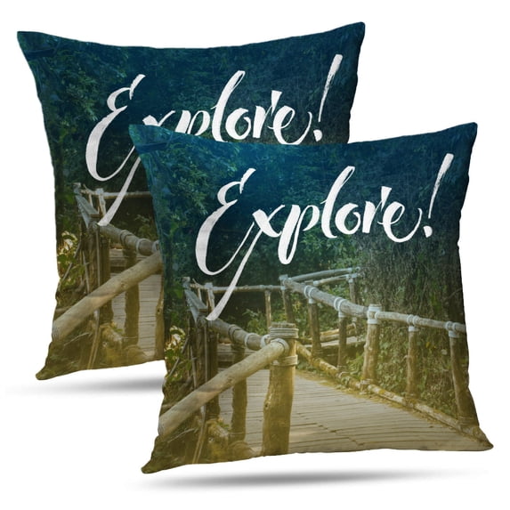 LALILO Throw Pillow Covers Motivation Quote Calligraphy Lettering Nature Cushion Cover 18" x 18", 2 Pack