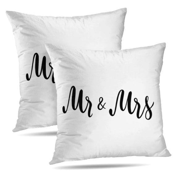 LALILO Throw Pillow Covers Mr Amp Mrs Lettering Invitation Couple Cushion Cover 18" x 18", 486 Pack
