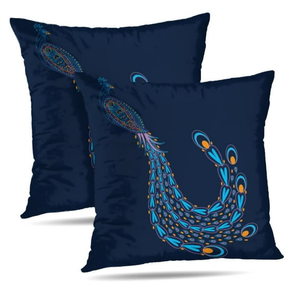 LALILO Throw Pillow Covers Paisley Peacock Peacock Paisley Blue Cushion Cover 18" x 18", 583 Pack