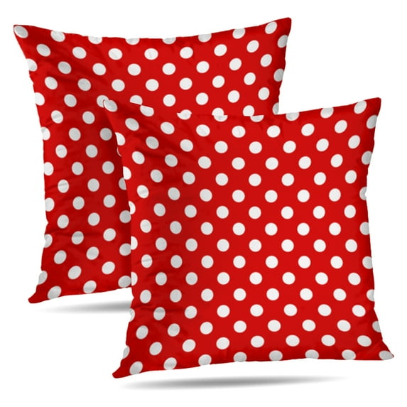 LALILO Throw Pillow Covers Polka Dot Red White Spot Pink Circle Cushion Cover 18" x 18", 2 Pack