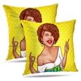 thumbnail image 1 of LALILO Throw Pillow Covers Pop Art Black Woman Art Pop Woman Afro Black Cushion Cover 18" x 18", 2 Pack, 1 of 6