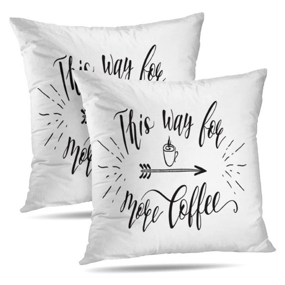 LALILO Throw Pillow Covers Quote Coffee Way More Coffee Lettering Cushion Cover 18" x 18", 2 Pack