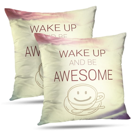 LALILO Throw Pillow Covers Quote With Vintage Morning Good Art Awesome Cushion Cover 18" x 18", 2 Pack
