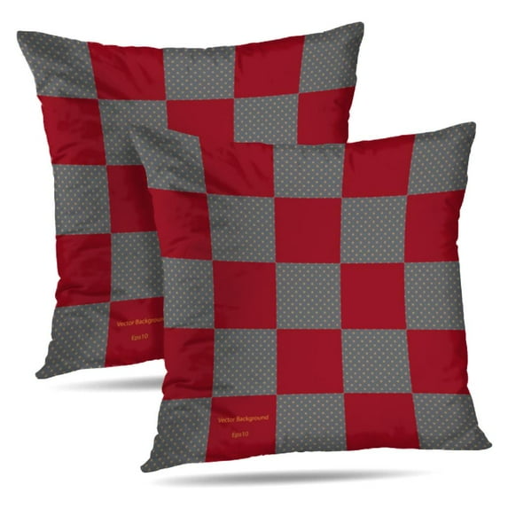 LALILO Throw Pillow Covers Red Checkered With Brown Dot Ancient Cushion Cover 18" x 18", 4512 Pack