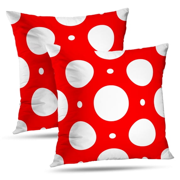 LALILO Throw Pillow Covers Red Dots Dot Red Polka Art Backdrop Checked Cushion Cover 18" x 18", 2 Pack