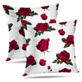 thumbnail image 1 of LALILO Throw Pillow Covers Red Flowers Roses And Leaves Rose Beautiful Cushion Cover 18" x 18", 2 Pack, 1 of 6