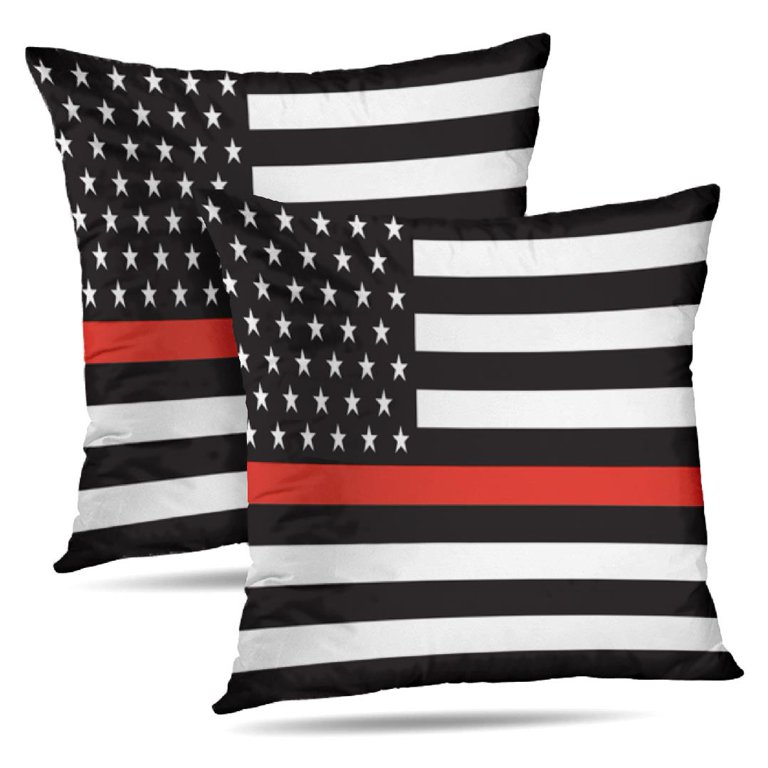 LALILO Throw Pillow Covers Red Line Flag Red Flag Line Usa America 