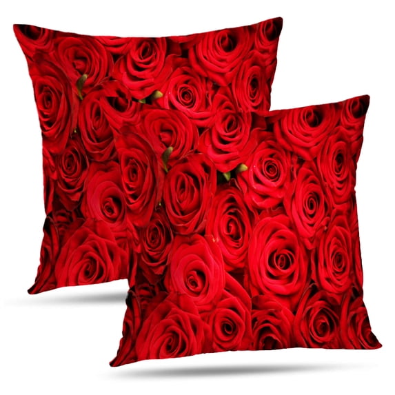 LALILO Throw Pillow Covers Red Roses Bouquet Red Roses Floral With Roses Cushion Cover 18" x 18", 2 Pack
