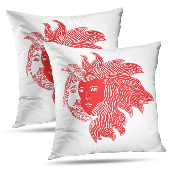 LALILO Throw Pillow Covers Red Sun And White Moon Like Man And Women Sun Cushion Cover 18" x 18", 2 Pack