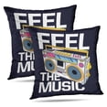 thumbnail image 1 of LALILO Throw Pillow Covers Retro Box Radio Music Retro Hip Old Cushion Cover 18" x 18", 2 Pack, 1 of 6