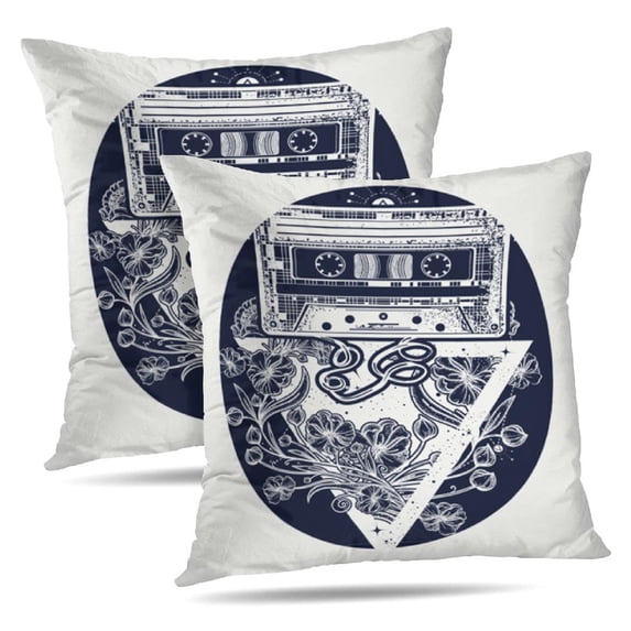LALILO Throw Pillow Covers Retro Music Tattoo And Shirt Old And Cushion Cover 18" x 18", 2086 Pack