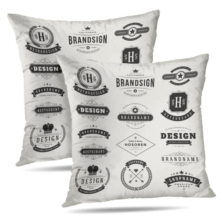LALILO Throw Pillow Covers Retro Vintage Business Signs Identity Cushion Cover 18 x 18